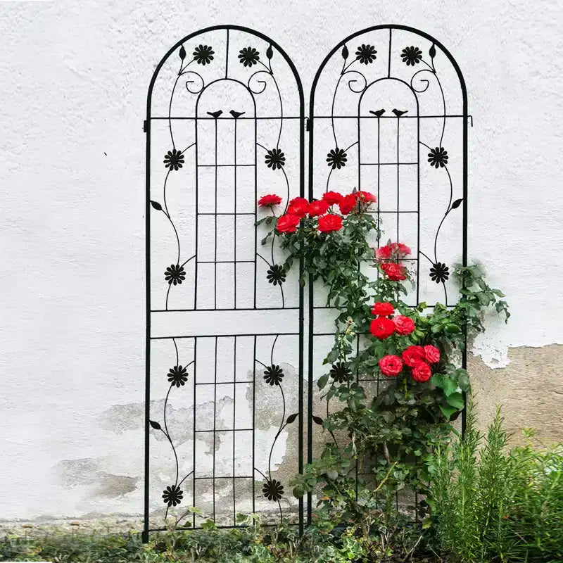 MAYEERTY 2 Pack 71 x 19.7 Black Rustproof Metal Garden Trellis for Climbing Plants