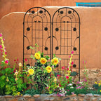 MAYEERTY 2 Pack 71 x 19.7 Black Rustproof Metal Garden Trellis for Climbing Plants