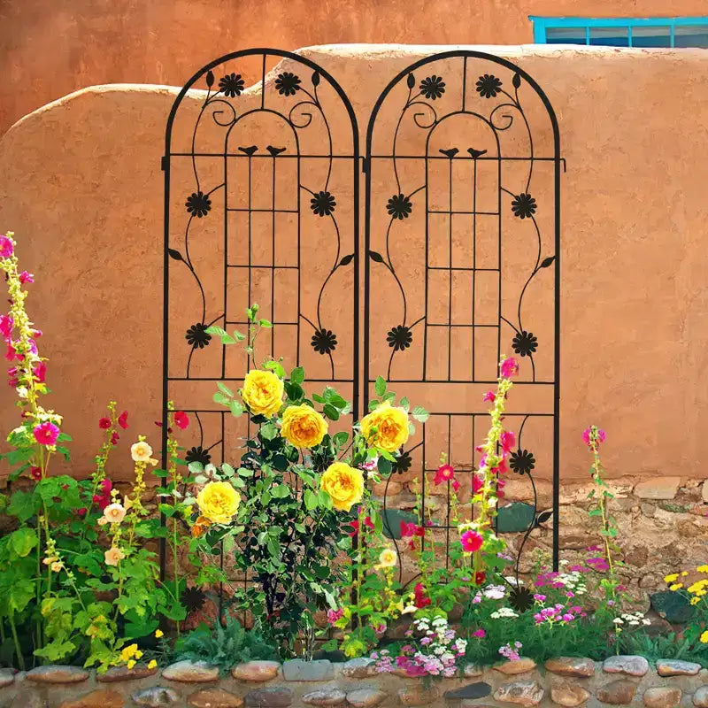 MAYEERTY 2 Pack 71 x 19.7 Black Rustproof Metal Garden Trellis for Climbing Plants