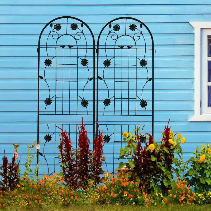 MAYEERTY 2 Pack 71 x 19.7 Black Rustproof Metal Garden Trellis for Climbing Plants