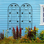 MAYEERTY 2 Pack 71 x 19.7 Black Rustproof Metal Garden Trellis for Climbing Plants