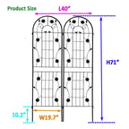 MAYEERTY 2 Pack 71 x 19.7 Black Rustproof Metal Garden Trellis for Climbing Plants