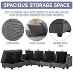 6-Piece Convertible Corduroy Modular Sectional Sofa with Storage Seats, 2 Removable Ottomans, Free Combination