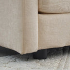 Beige Chenille Single Sofa with Ottoman and Double Cushion Seat