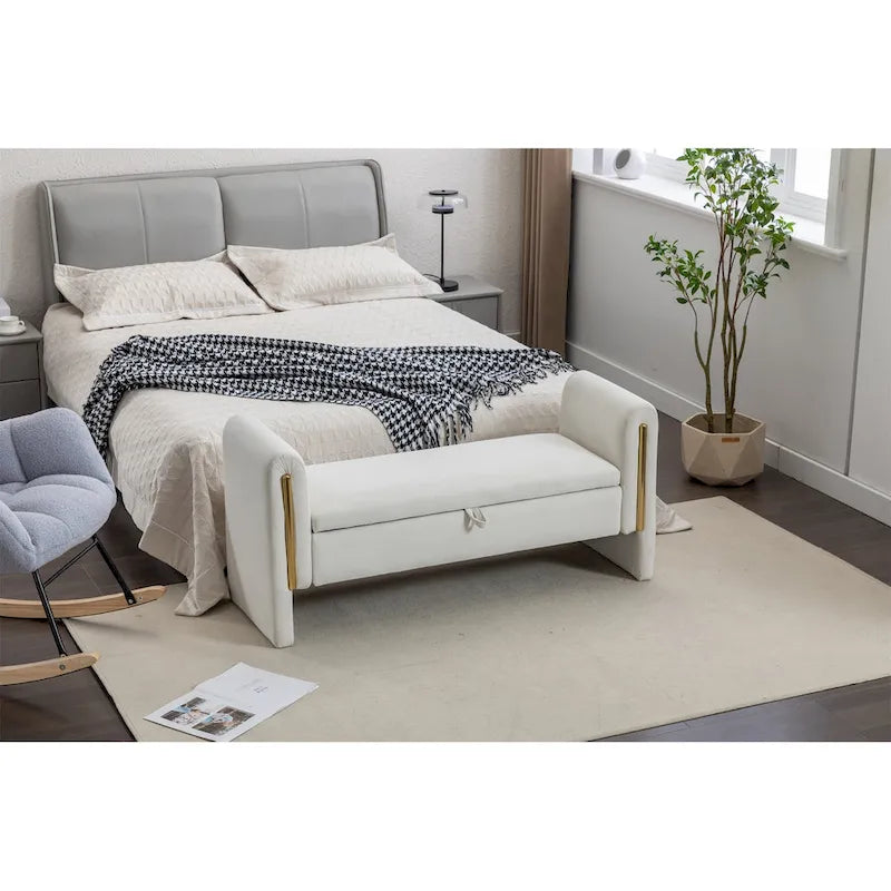 Velvet Fabric Storage Bench