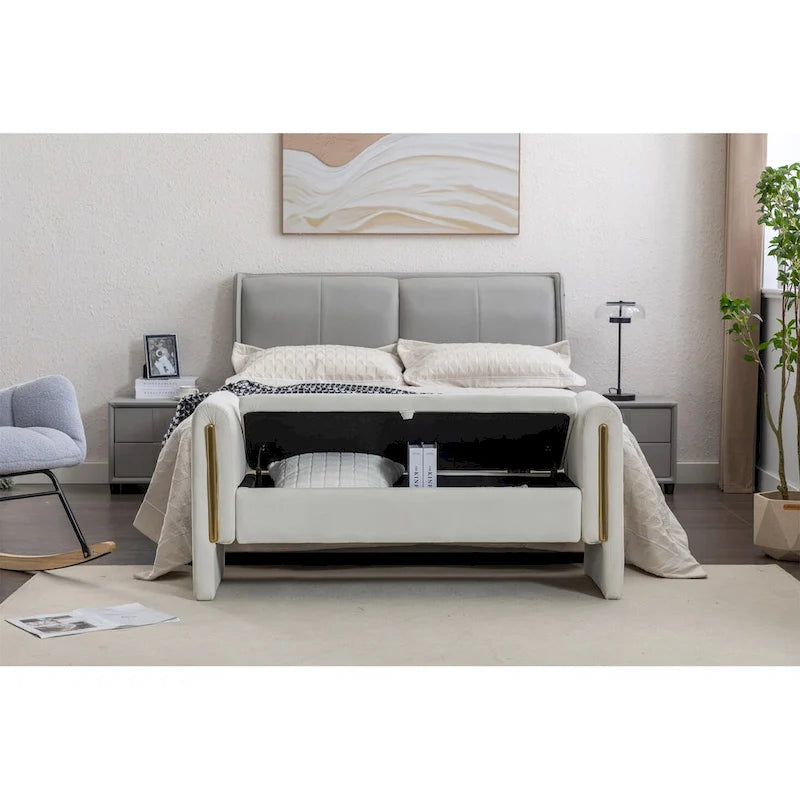 Velvet Fabric Storage Bench