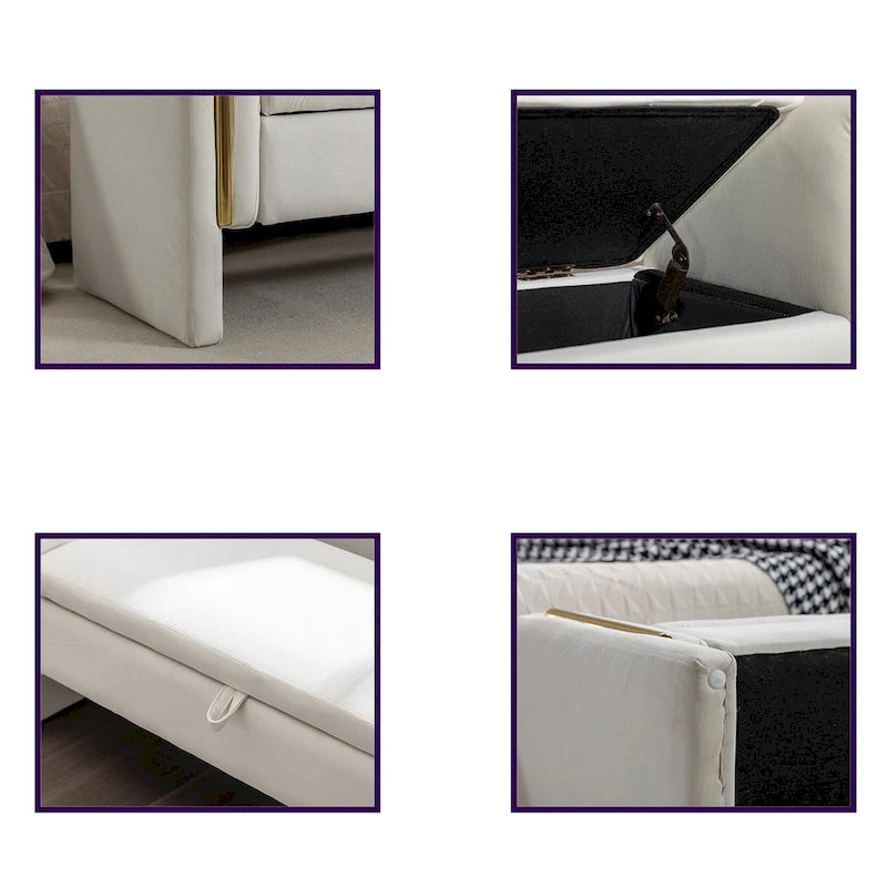 Velvet Fabric Storage Bench