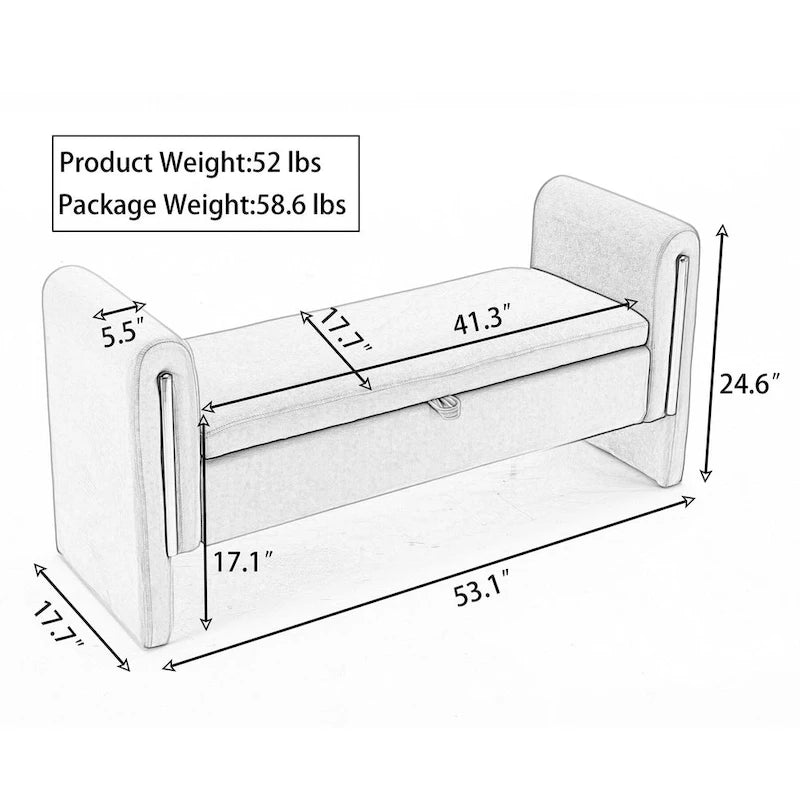 Velvet Fabric Storage Bench