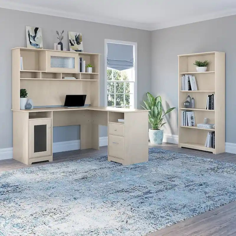 Scrivania a L Cabot 60W con Libreria e Scaffale a 5 Ripiani di Bush Furniture