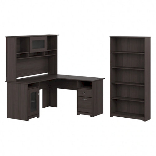 Scrivania a L Cabot 60W con Libreria e Scaffale a 5 Ripiani di Bush Furniture