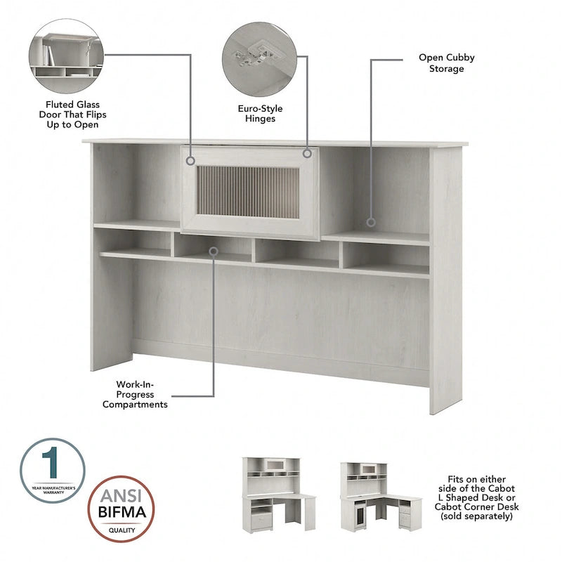 Cabot 60W L-Desk with Hutch, Cabinet and Bookcase by Bush Furniture