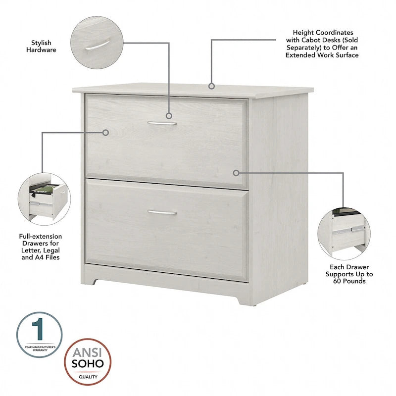 Cabot 60W L-Desk with Hutch, Cabinet and Bookcase by Bush Furniture