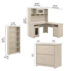 Cabot 60W L-Desk with Hutch, Cabinet and Bookcase by Bush Furniture