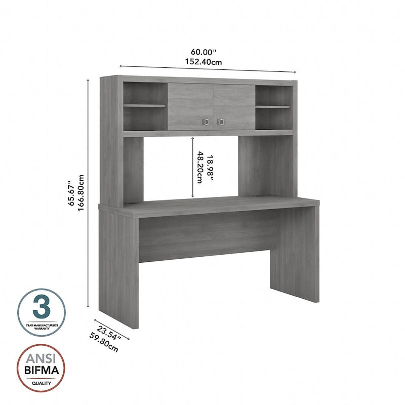 Echo 60W Credenza Desk with Hutch by Bush Business Furniture