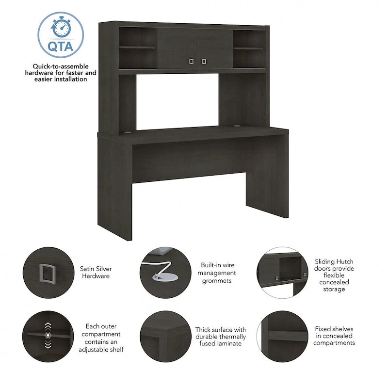 Echo 60W Credenza Desk with Hutch by Bush Business Furniture