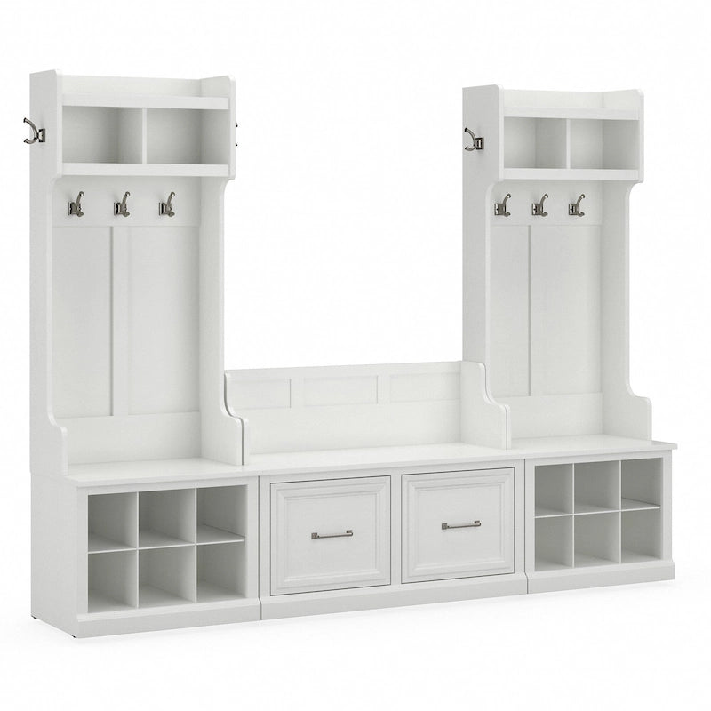 Woodland Hall Trees and Shoe Bench with Doors by Bush Furniture