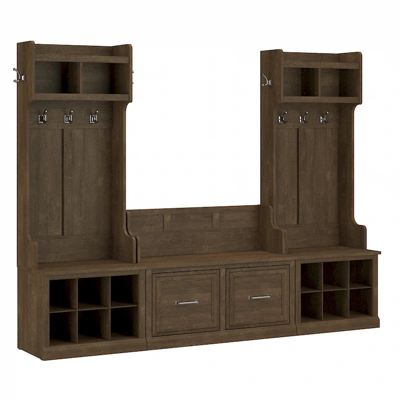 Woodland Hall Trees and Shoe Bench with Doors by Bush Furniture