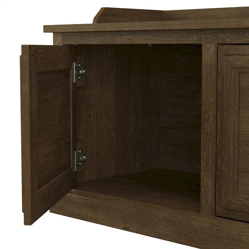 Woodland Hall Trees and Shoe Bench with Doors by Bush Furniture
