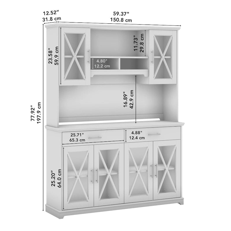 Lennox 60W Sideboard Buffet Cabinet with Hutch by Bush Furniture