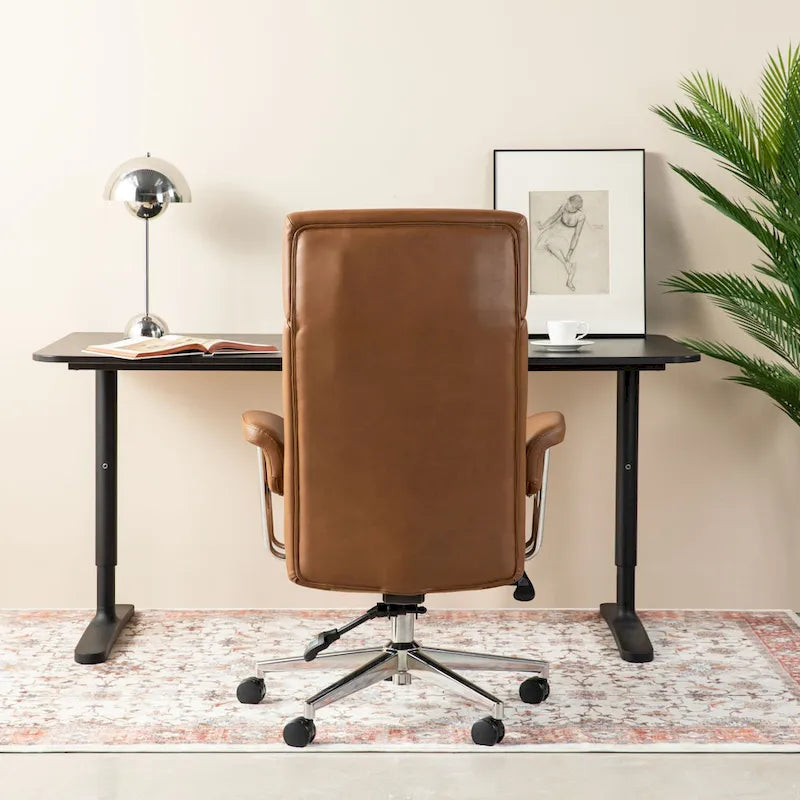Glitzhome Ergonomic High-Back Swivel PU Leather Office Chair Height Adjustable