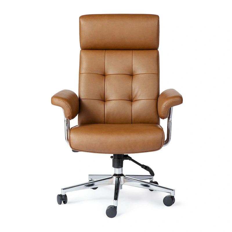 Glitzhome Ergonomic High-Back Swivel PU Leather Office Chair Height Adjustable