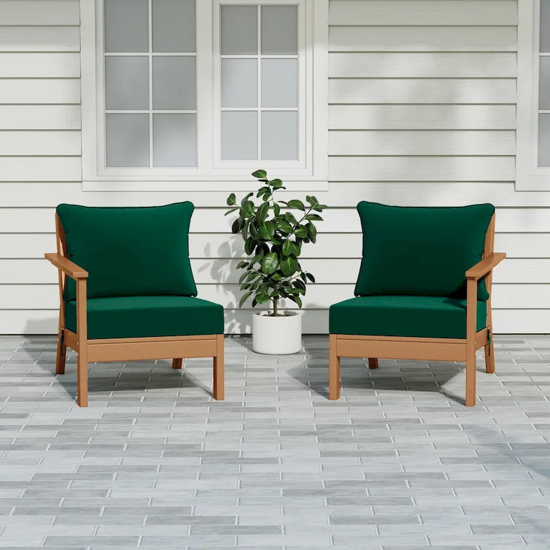 Polytrends Birchwood All Weather HDPE Outdoor Patio Deep Seating Teak Loveseat (2-Piece)