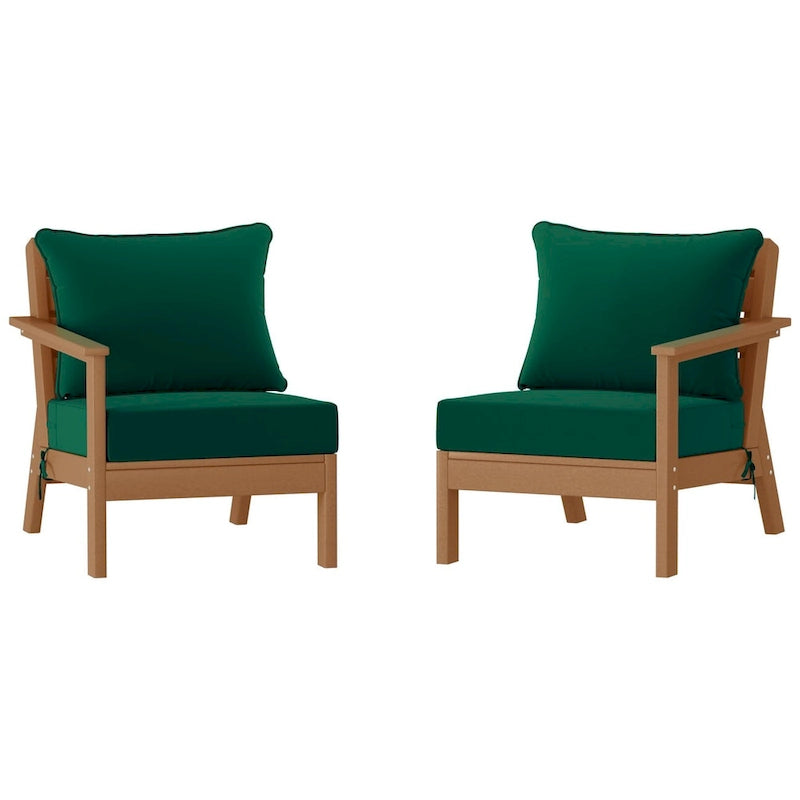 Polytrends Birchwood All Weather HDPE Outdoor Patio Deep Seating Teak Loveseat (2-Piece)