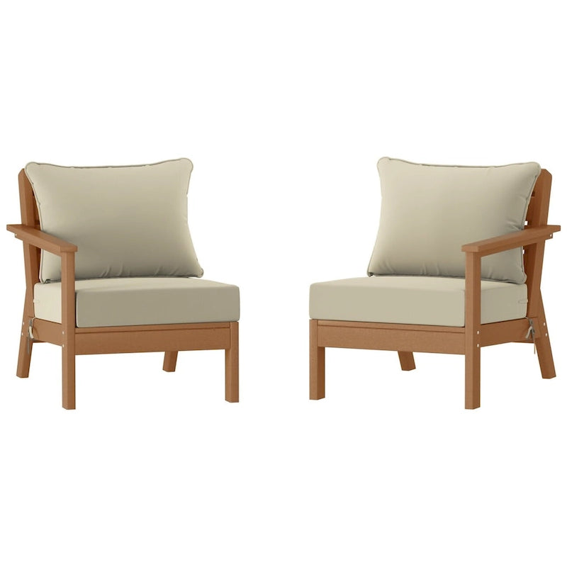 Polytrends Birchwood All Weather HDPE Outdoor Patio Deep Seating Teak Loveseat (2-Piece)