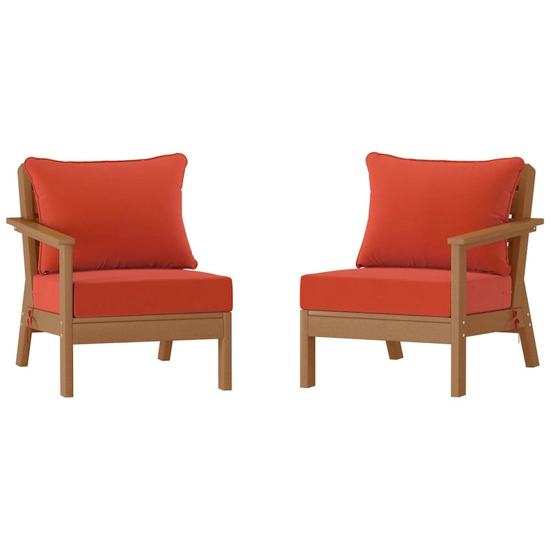 Polytrends Birchwood All Weather HDPE Outdoor Patio Deep Seating Teak Loveseat (2-Piece)