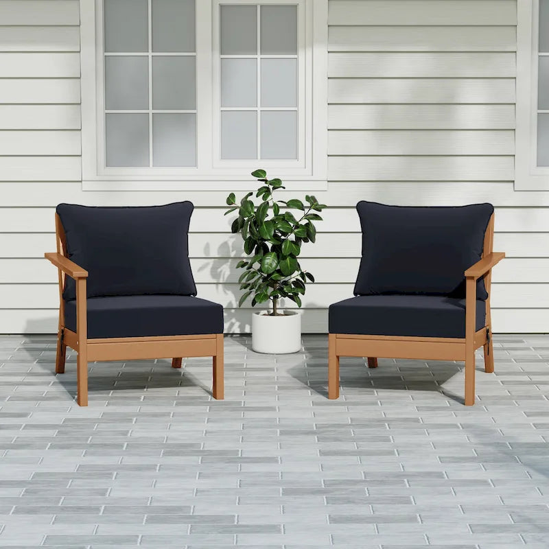 Polytrends Birchwood All Weather HDPE Outdoor Patio Deep Seating Teak Loveseat (2-Piece)