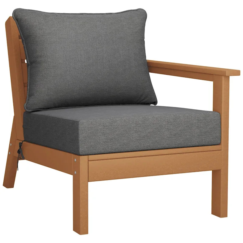 Polytrends Birchwood All Weather HDPE Outdoor Patio Deep Seating Teak Loveseat (2-Piece)