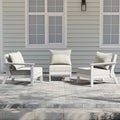 Polytrends Birchwood All Weather HDPE Outdoor Patio Deep Seating White Sofa With Cushions (3-Piece)