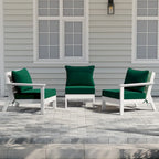 Polytrends Birchwood All Weather HDPE Outdoor Patio Deep Seating White Sofa With Cushions (3-Piece)
