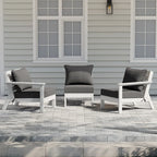 Polytrends Birchwood All Weather HDPE Outdoor Patio Deep Seating White Sofa With Cushions (3-Piece)