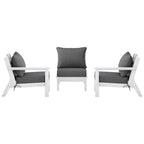 Polytrends Birchwood All Weather HDPE Outdoor Patio Deep Seating White Sofa With Cushions (3-Piece)
