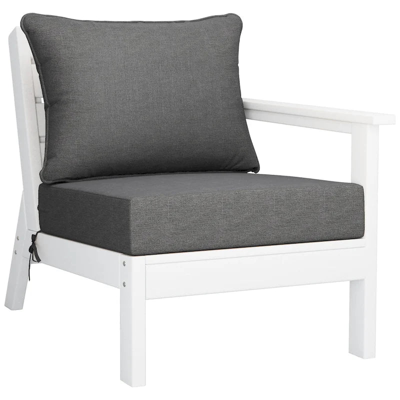 Polytrends Birchwood All Weather HDPE Outdoor Patio Deep Seating White Sofa With Cushions (3-Piece)