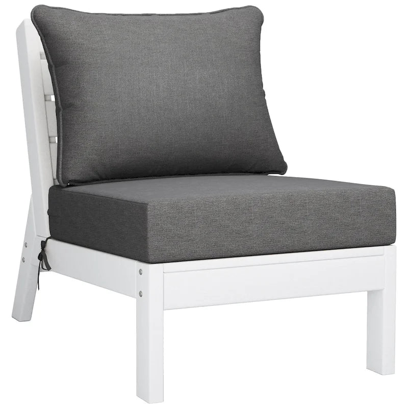 Polytrends Birchwood All Weather HDPE Outdoor Patio Deep Seating White Sofa With Cushions (3-Piece)