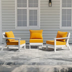 Polytrends Birchwood All Weather HDPE Outdoor Patio Deep Seating White Sofa With Cushions (3-Piece)