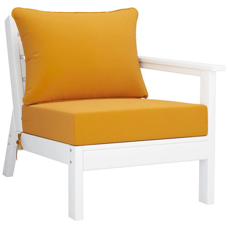 Polytrends Birchwood All Weather HDPE Outdoor Patio Deep Seating White Sofa With Cushions (3-Piece)