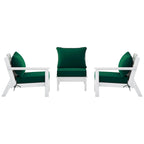 Polytrends Birchwood All Weather HDPE Outdoor Patio Deep Seating White Sofa With Cushions (3-Piece)
