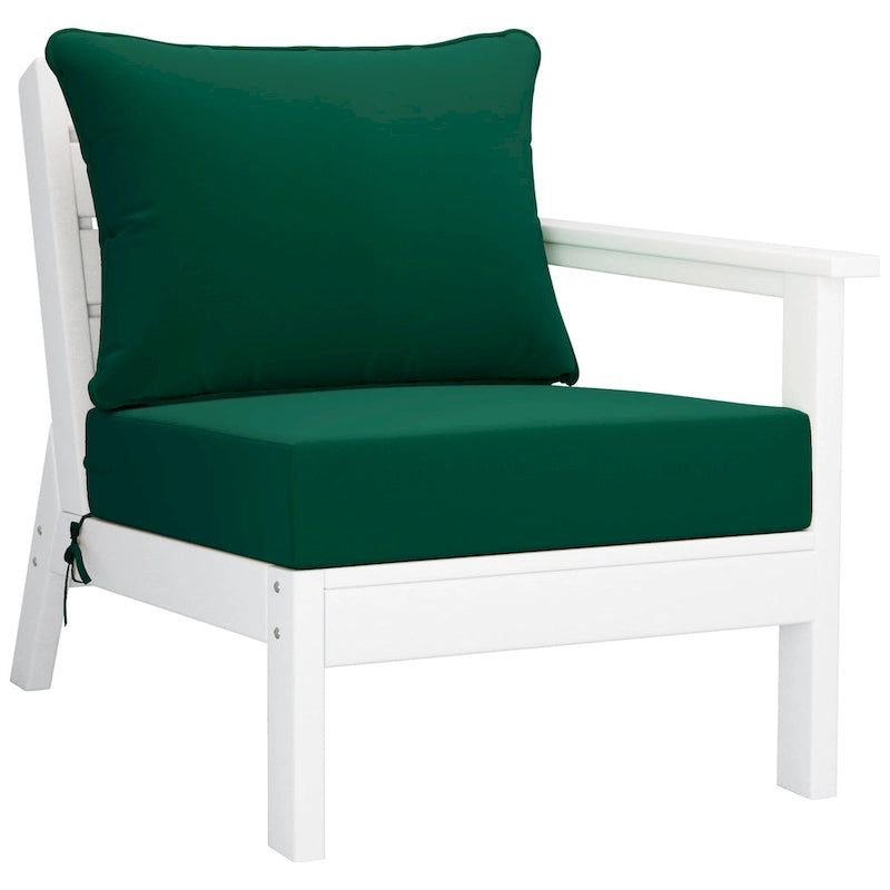 Polytrends Birchwood All Weather HDPE Outdoor Patio Deep Seating White Sofa With Cushions (3-Piece)