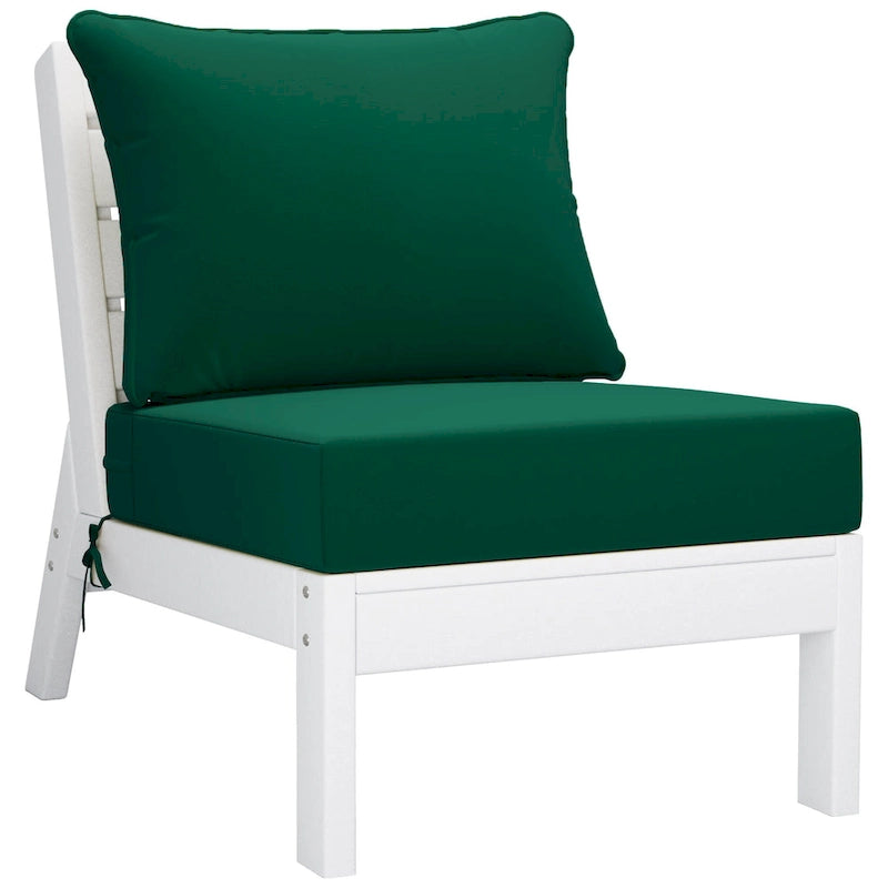 Polytrends Birchwood All Weather HDPE Outdoor Patio Deep Seating White Sofa With Cushions (3-Piece)