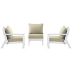 Polytrends Birchwood All Weather HDPE Outdoor Patio Deep Seating White Sofa With Cushions (3-Piece)