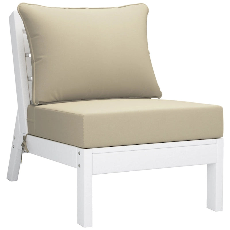 Polytrends Birchwood All Weather HDPE Outdoor Patio Deep Seating White Sofa With Cushions (3-Piece)