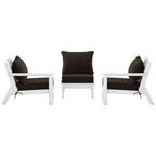 Polytrends Birchwood All Weather HDPE Outdoor Patio Deep Seating White Sofa With Cushions (3-Piece)