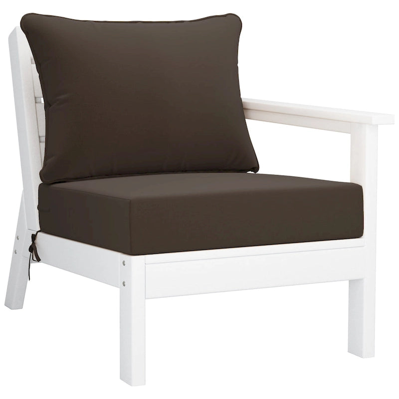 Polytrends Birchwood All Weather HDPE Outdoor Patio Deep Seating White Sofa With Cushions (3-Piece)