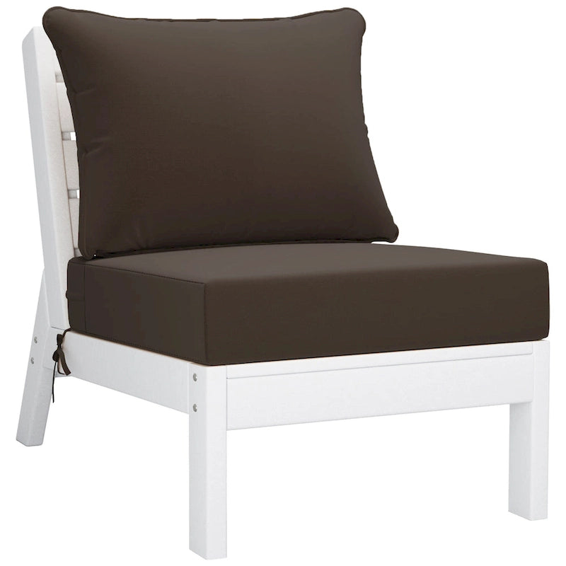 Polytrends Birchwood All Weather HDPE Outdoor Patio Deep Seating White Sofa With Cushions (3-Piece)