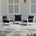 Polytrends Birchwood All Weather HDPE Outdoor Patio Deep Seating White Sofa With Cushions (3-Piece)
