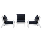 Polytrends Birchwood All Weather HDPE Outdoor Patio Deep Seating White Sofa With Cushions (3-Piece)
