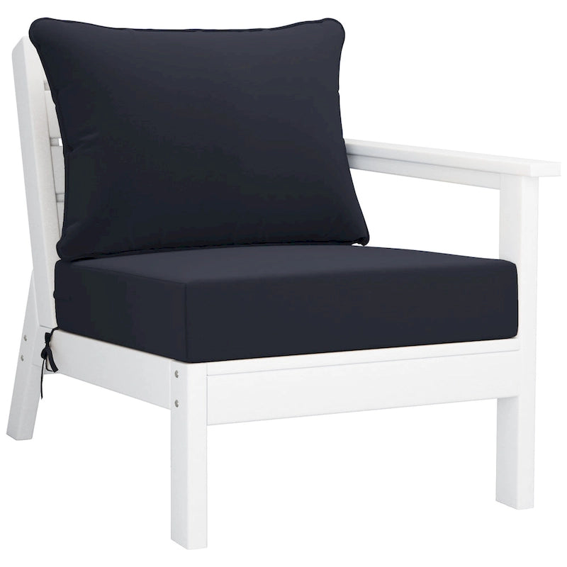 Polytrends Birchwood All Weather HDPE Outdoor Patio Deep Seating White Sofa With Cushions (3-Piece)
